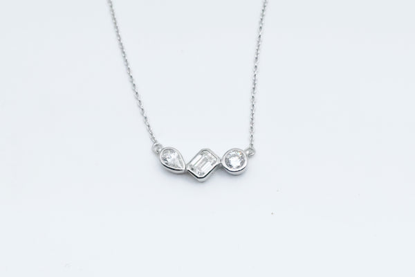 Sterling Silver Multi-Shaped Lab Grown Diamond Necklace