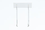 White Gold Pull Through Earrings with Dangling Moons