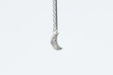 White Gold Pull Through Earrings with Dangling Moons