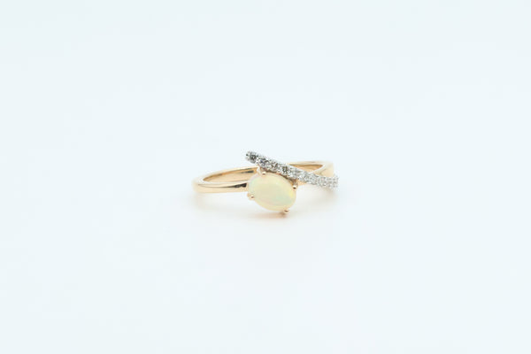 Yellow Gold Ethiopian Opal and Diamond Ring