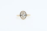 Yellow Gold Oval Lab Grown Diamond Bezel Set Engagement Ring