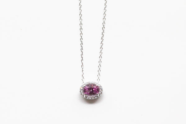 Sterling Silver Lafonn Lab-Grown Pink Sapphire Necklace