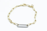 Sterling Silver with Gold Plating Paperclip Bracelet