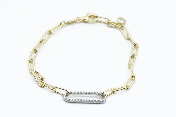 Sterling Silver with Gold Plating Paperclip Bracelet