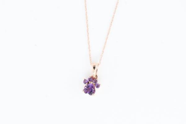 Rose Gold Amethyst Paw Pendant with Chain