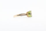 Yellow Gold Checkerboard Peridot Ring