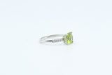 White Gold Cushion Peridot and Diamond Ring