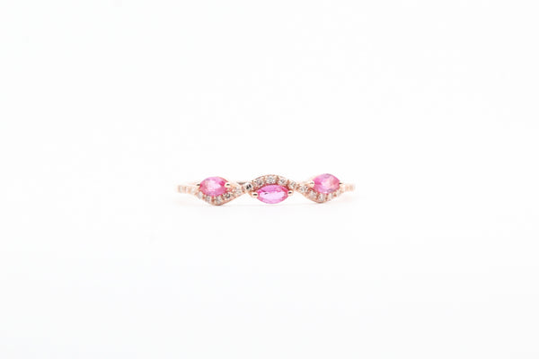 Rose Gold Pink Sapphire Wavy Ring