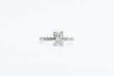 White Gold Radiant Lab Grown Diamond Engagement Ring with Hidden Halo