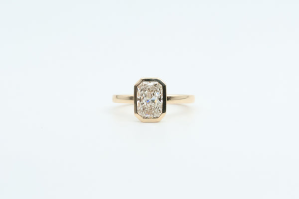 Yellow Gold Radiant Lab Grown Diamond Bezel Set Engagement Ring