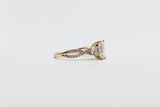 Yellow Gold Radiant Lab Grown Diamond Three Stone Twist Engagement Ring