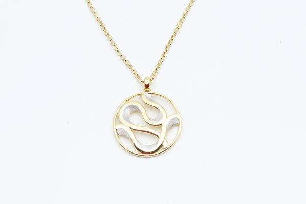 Sterling Silver with Gold Vermeil Ribbon Necklace