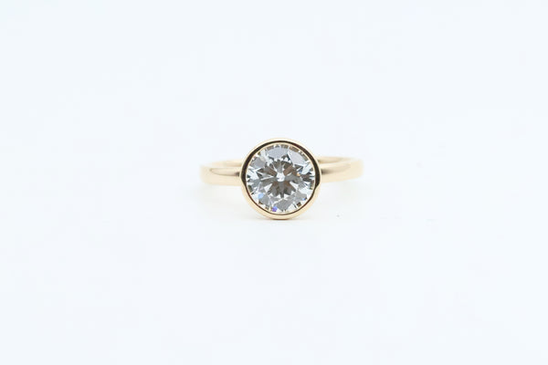 Yellow Gold Round Lab Grown Diamond Bezel Set Engagement Ring