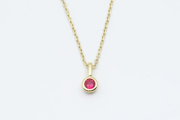 Sterling Silver with Gold Plating Lab-Grown Ruby Charm Pendant with Chain