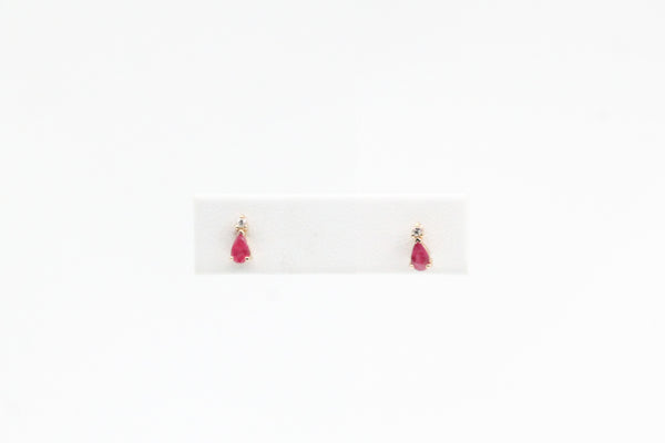 Yellow Gold Ruby Earrings with Diamonds