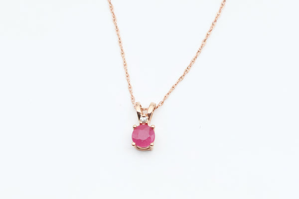 Rose Gold Ruby Solitaire Pendant