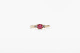 Yellow Gold Ruby Three Stone Ring