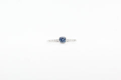 White Gold Bezel Cushion Sapphire and Diamond Ring