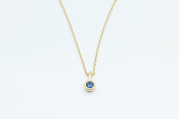 Sterling Silver with Gold Plating Lab-Grown Sapphire Charm Pendant with Chain