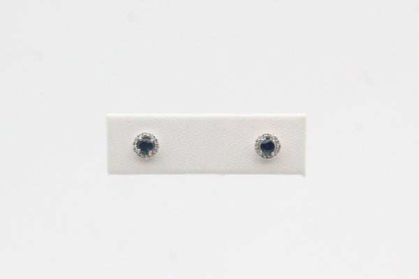 White Gold Sapphire Halo Earrings