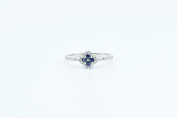 White Gold Sapphire Clover Ring