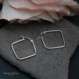 Sterling Silver Square Hoop Earrings