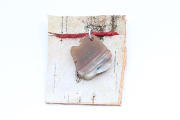 Large Sterling Silver Lake Superior Agate Pendant