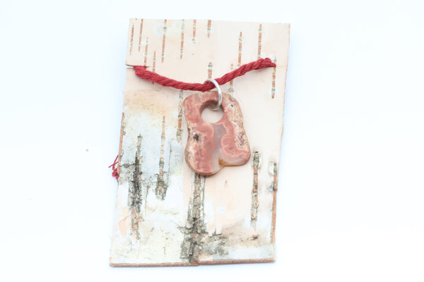Large Sterling Silver Lake Superior Agate Pendant