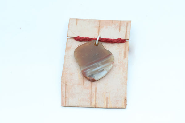 Large Sterling Silver Lake Superior Agate Pendant