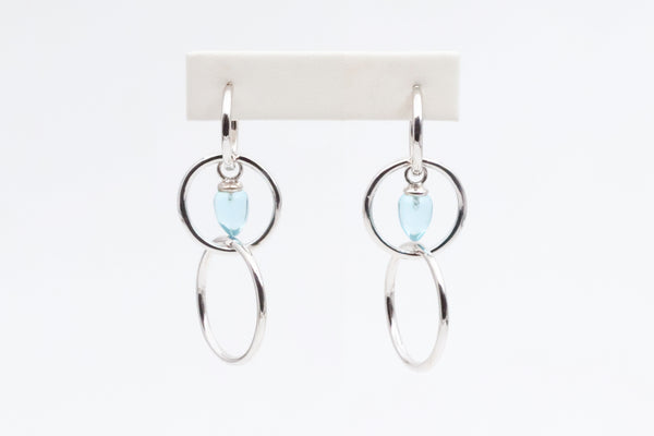 Sterling Silver Hoops with Blue Topaz