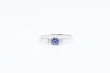 White Gold Tanzanite and Diamond Three Stone Ring