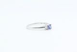 White Gold Tanzanite and Diamond Three Stone Ring