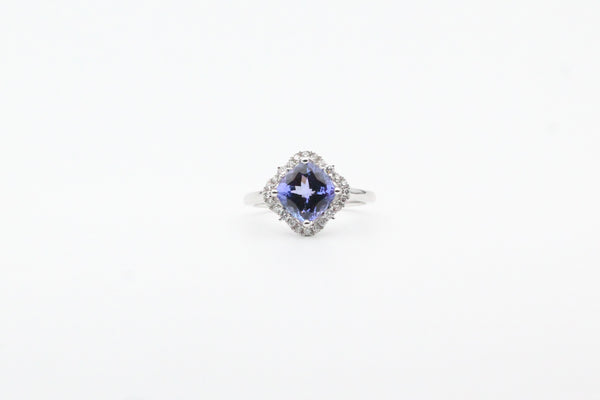 White Gold Tanzanite and Diamond Ring