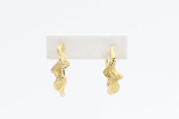 Sterling Silver with Gold Vermeil Textured Freeform Earrings