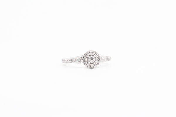 White Gold Vintage Inspired Diamond Engagement Ring