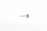 White Gold Ruby and Diamond Milgrain Ring