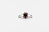 White Gold Garnet Halo Ring
