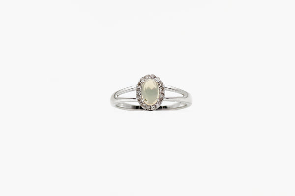 White Gold Opal Halo Ring