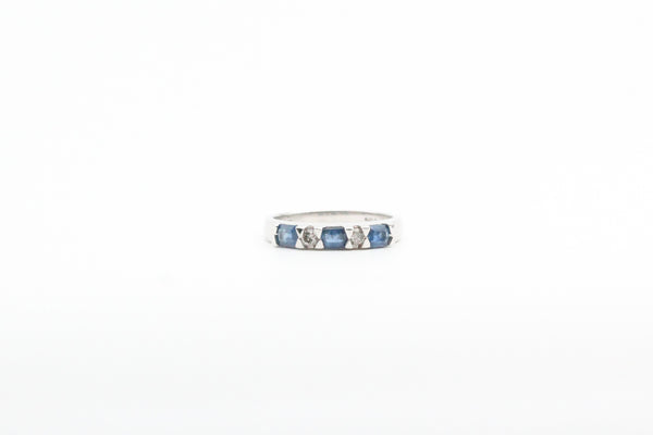 White Gold Sapphire and Diamond Ring