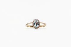Yellow Gold Aquamarine Halo Ring