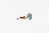 Yellow Gold Blue Topaz Halo Ring