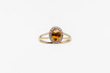 Yellow Gold Citrine Halo Ring