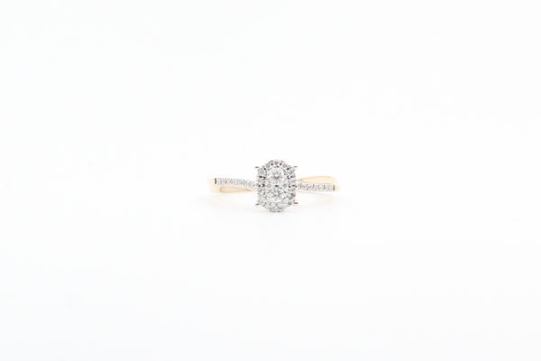 Yellow Gold Oval Cluster with Halo Promise Ring