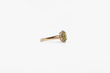 Yellow Gold Oval Peridot Split Shank Halo Ring