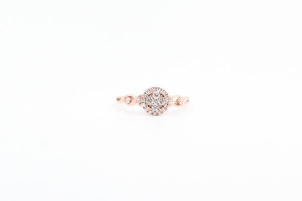 Rose Gold Round Cluster with Halo Promise Ring