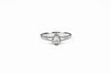 White Gold Pear Shaped Diamond Halo Ring with Split Shank