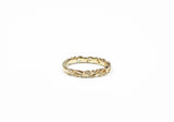 Yellow Gold Sculptural Floral Band With Diamonds