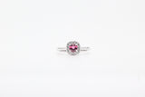 White Gold Pink Tourmaline and Diamond Halo Ring