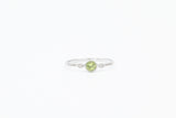 White Gold Bezel Set Peridot and Diamond Ring