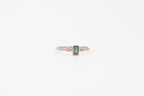Rose Gold Emerald Cut Bezel London Blue Topaz and Diamond Ring